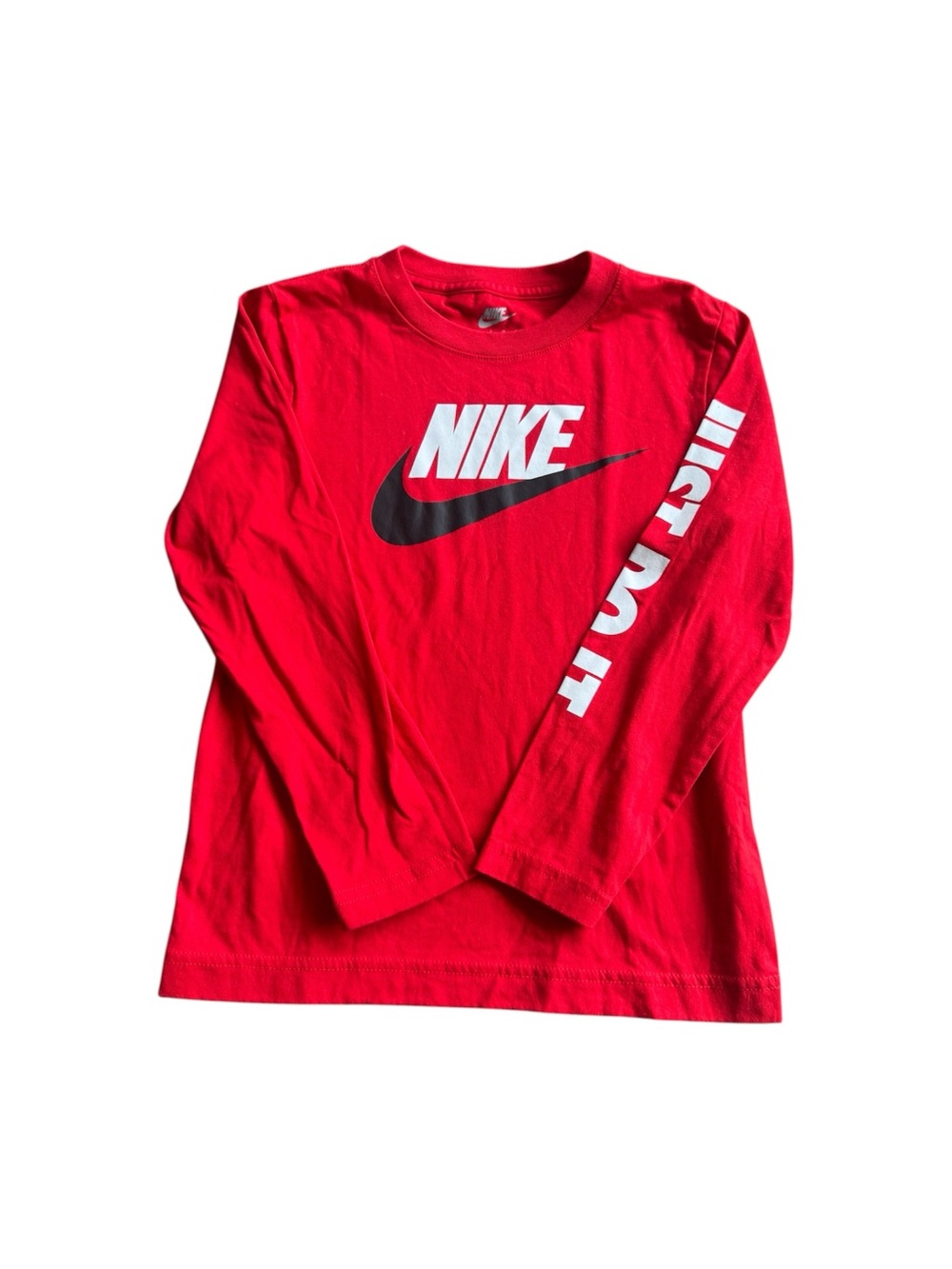 Nike Boys Red Just Do It Long Sleeve Graphic Shirt Size 6-7